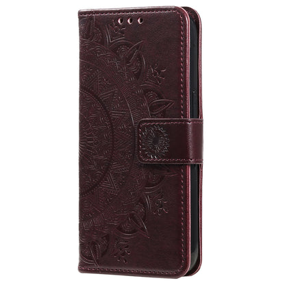For Huawei Mate 60 Wallet PU Leather Phone Case Mandala Flower Imprinted Stand Cover with Strap