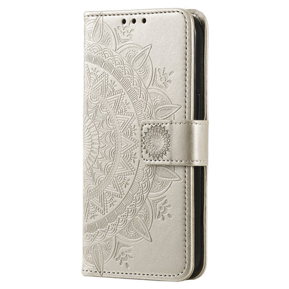 For Huawei Mate 60 Wallet PU Leather Phone Case Mandala Flower Imprinted Stand Cover with Strap