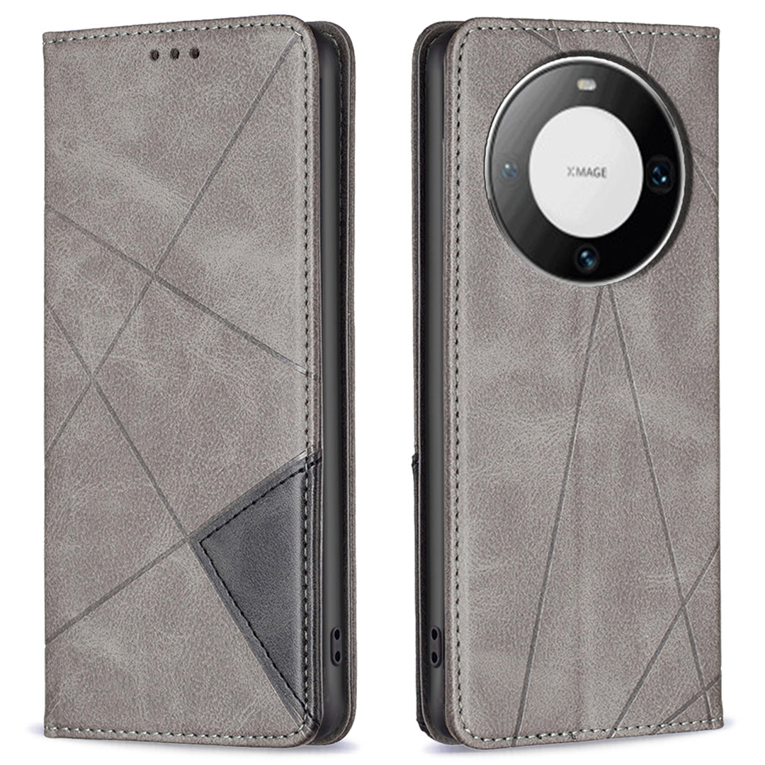 For Huawei Mate 60 Pro / Mate 60 Pro+ Card Holder Leather Case Imprinted Line Phone Stand Cover