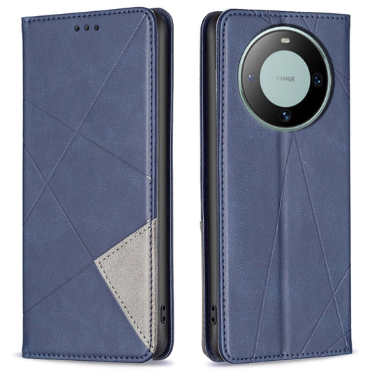 For Huawei Mate 60 Card Holder Leather Case Imprinted Line Phone Stand Folio Flip Cover