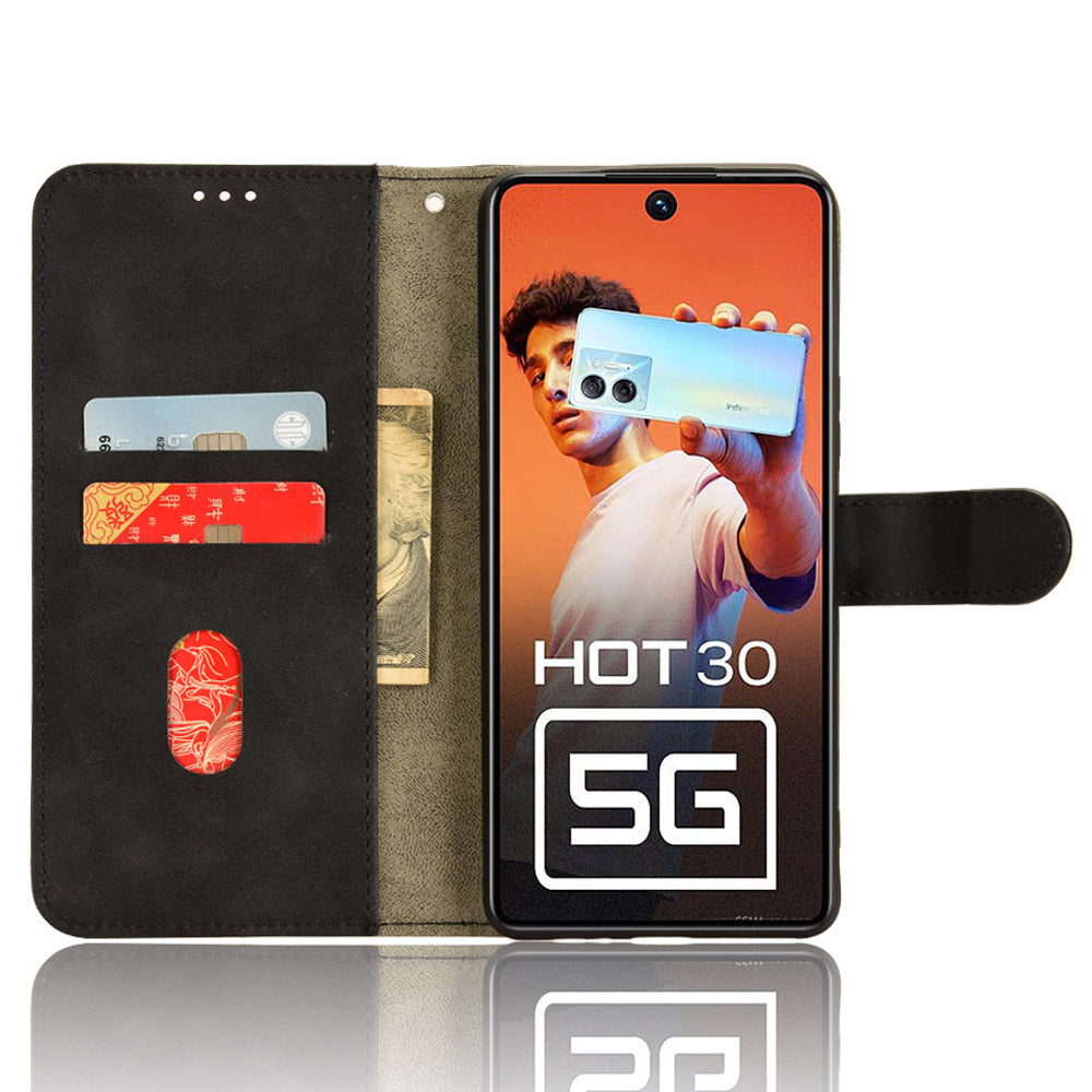 For Infinix Hot 30 5G Fall Protection PU Leather Wallet Stand Case Skin-touch Phone Cover