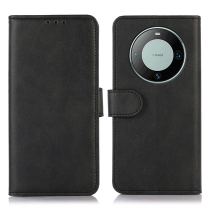 For Huawei Mate 60 Pro Cowhide Texture Cell Phone Case Leather Wallet Stand Anti-fall Cover