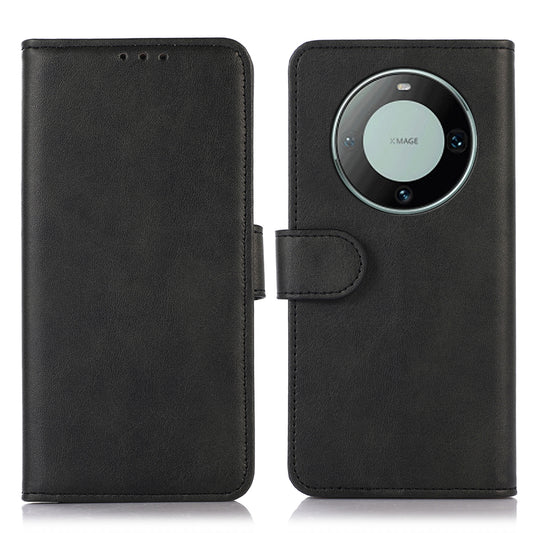For Huawei Mate 60 Pro Cowhide Texture Cell Phone Case Leather Wallet Stand Anti-fall Cover