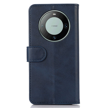 For Huawei Mate 60 Pro Cowhide Texture Cell Phone Case Leather Wallet Stand Anti-fall Cover