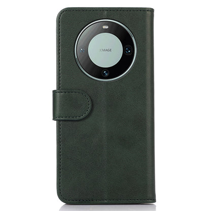 For Huawei Mate 60 Pro Cowhide Texture Cell Phone Case Leather Wallet Stand Anti-fall Cover