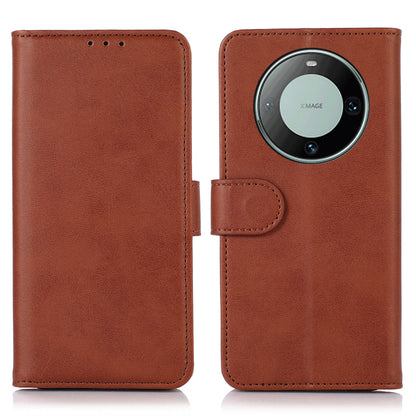For Huawei Mate 60 Pro Cowhide Texture Cell Phone Case Leather Wallet Stand Anti-fall Cover