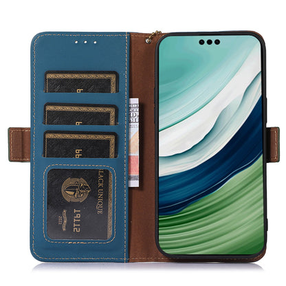 For Huawei Mate 60 Pro RFID Blocking Wallet Genuine Cow Leather Case Silky Feeling Phone Cover