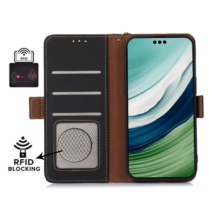 For Huawei Mate 60 Pro RFID Blocking Wallet Genuine Cow Leather Case Silky Feeling Phone Cover