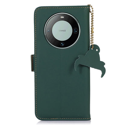 For Huawei Mate 60 Pro RFID Blocking Wallet Genuine Cow Leather Case Silky Feeling Phone Cover