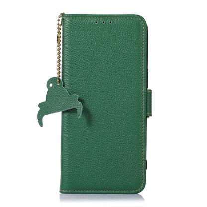 For Huawei Mate 60 Pro RFID Blocking Wallet Stand Shell Genuine Cow Leather Anti-drop Phone Case