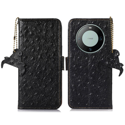 RFID Blocking Phone Case for Huawei Mate 60 Pro Genuine Cow Leather Wallet Stand Cover