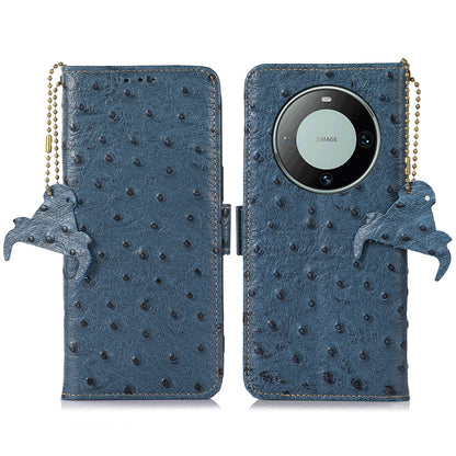 RFID Blocking Phone Case for Huawei Mate 60 Pro Genuine Cow Leather Wallet Stand Cover