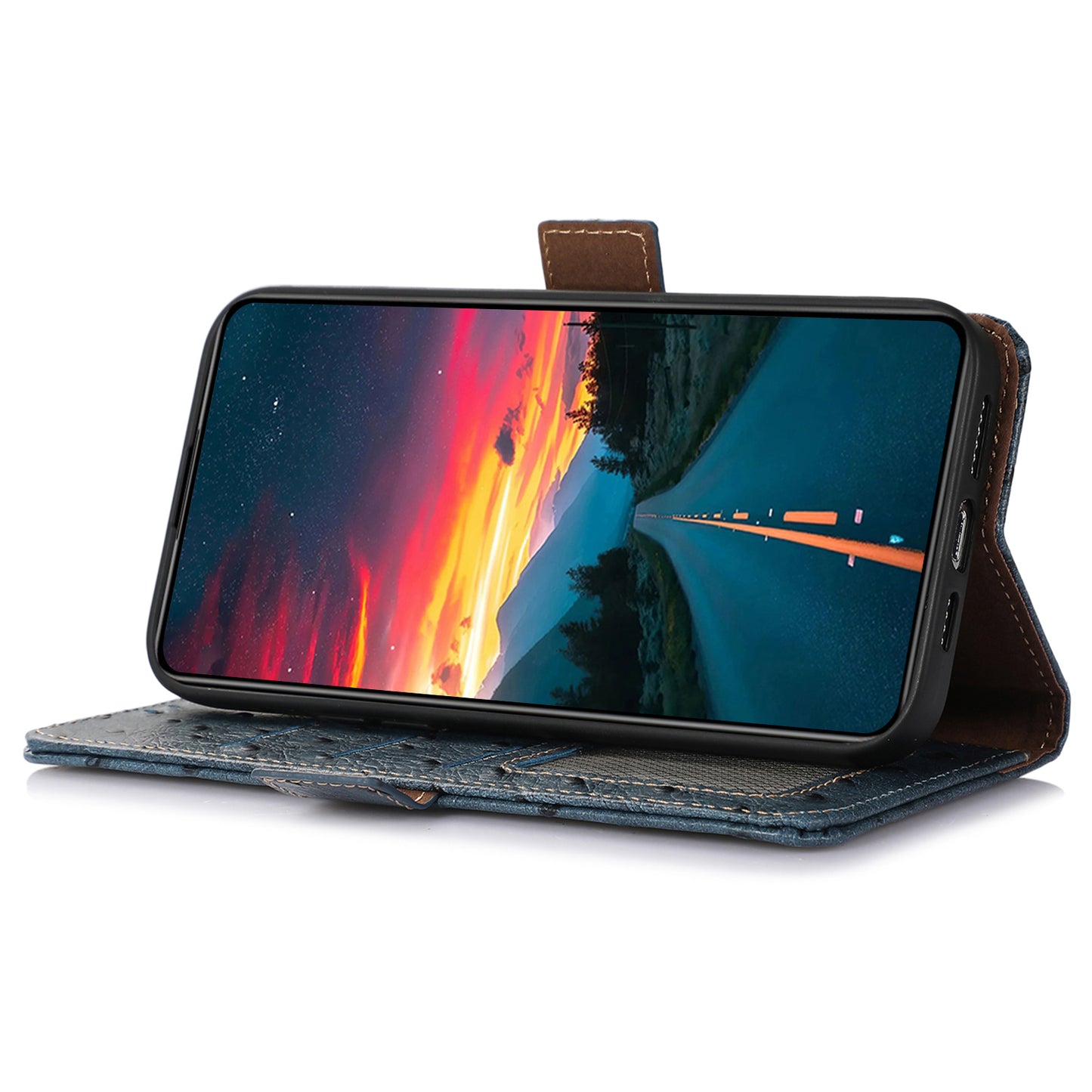 RFID Blocking Phone Case for Huawei Mate 60 Pro Genuine Cow Leather Wallet Stand Cover
