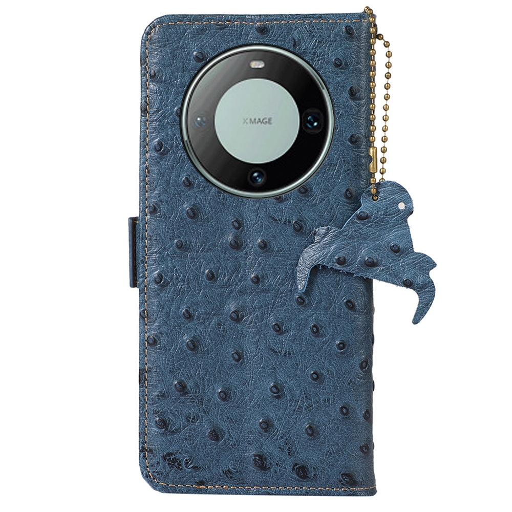 RFID Blocking Phone Case for Huawei Mate 60 Pro Genuine Cow Leather Wallet Stand Cover