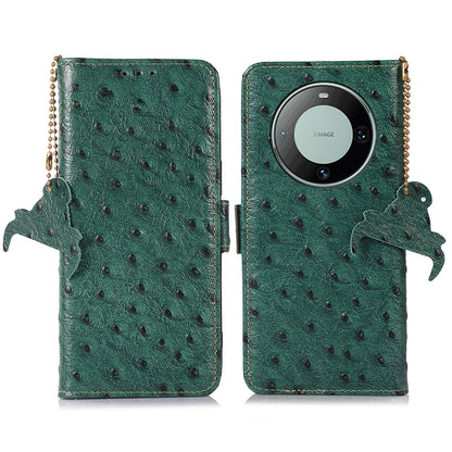 RFID Blocking Phone Case for Huawei Mate 60 Pro Genuine Cow Leather Wallet Stand Cover
