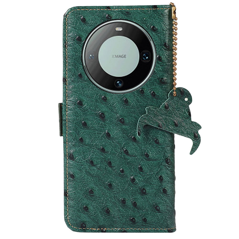 RFID Blocking Phone Case for Huawei Mate 60 Pro Genuine Cow Leather Wallet Stand Cover