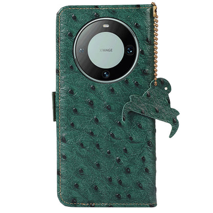 RFID Blocking Phone Case for Huawei Mate 60 Pro Genuine Cow Leather Wallet Stand Cover