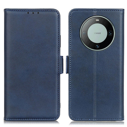 For Huawei Mate 60 Pro Cowhide Texture Wallet Phone Case PU Leather Flip Cover with Stand