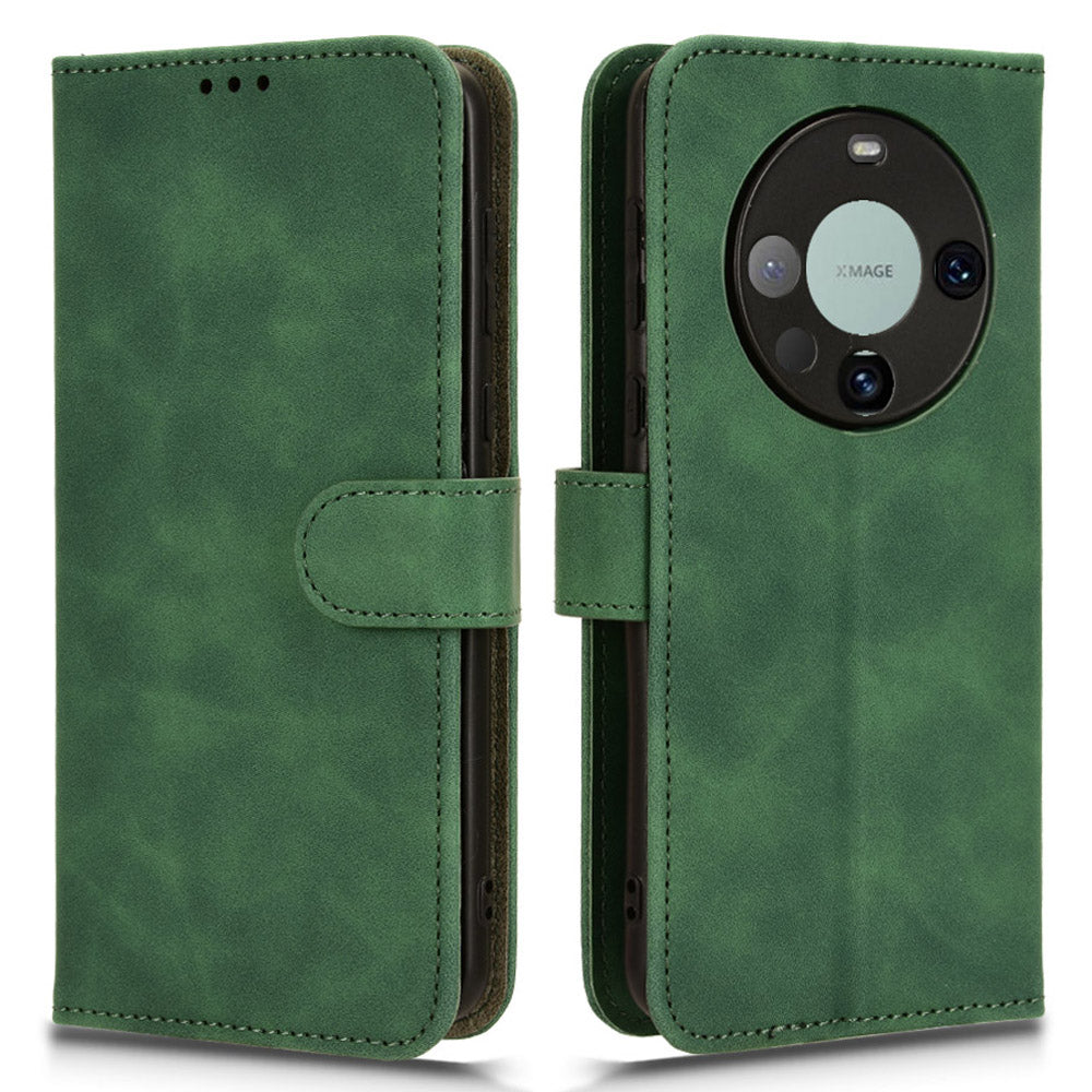 For Huawei Mate 60 Pro PU Leather Phone Cover Drop Protection Skin-Touch Wallet Stand Case