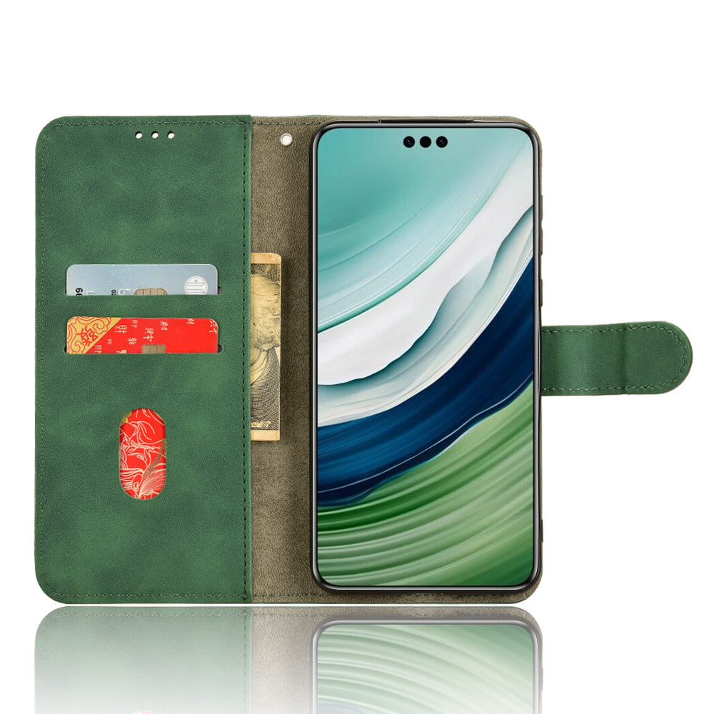 For Huawei Mate 60 Pro PU Leather Phone Cover Drop Protection Skin-Touch Wallet Stand Case