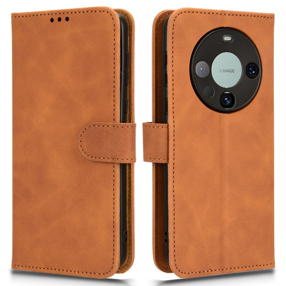 For Huawei Mate 60 Pro PU Leather Phone Cover Drop Protection Skin-Touch Wallet Stand Case
