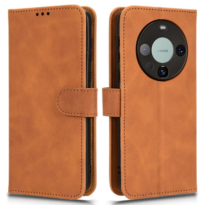 For Huawei Mate 60 Pro PU Leather Phone Cover Drop Protection Skin-Touch Wallet Stand Case
