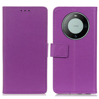 For Huawei Mate 60 Pro Textured PU Leather Cover Wallet Phone Case with Stand