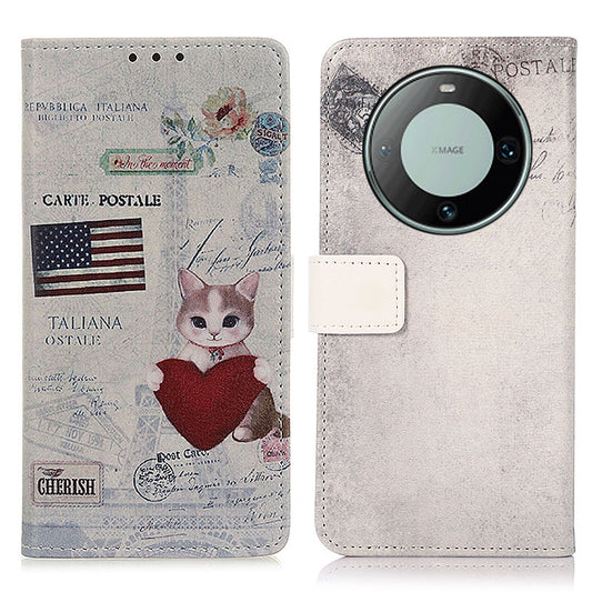 For Huawei Mate 60 Pattern Printing Fully Wrapped PU Leather Phone Case Wallet Stand Cover