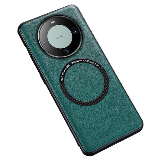 For Huawei Mate 60 Magnetic Phone Case Anti-Drop PU Leather+TPU Cover Compatible with MagSafe