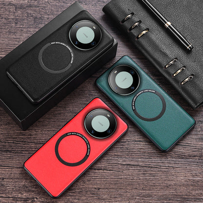 For Huawei Mate 60 Magnetic Phone Case Anti-Drop PU Leather+TPU Cover Compatible with MagSafe