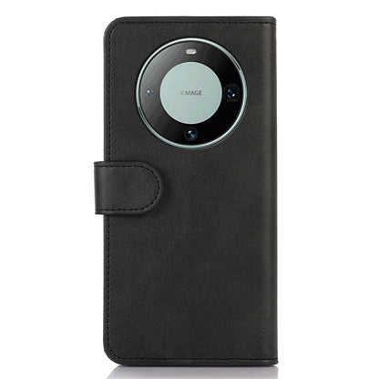For Huawei Mate 60 Cowhide Texture Cell Phone Case Wallet Stand Anti-Fall Leather Cover