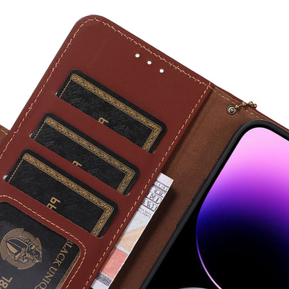 For Huawei Mate 60 RFID Blocking Genuine Cow Leather Case Silky Feeling Phone Stand Wallet Cover