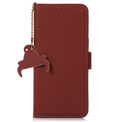 For Huawei Mate 60 RFID Blocking Genuine Cow Leather Case Silky Feeling Phone Stand Wallet Cover