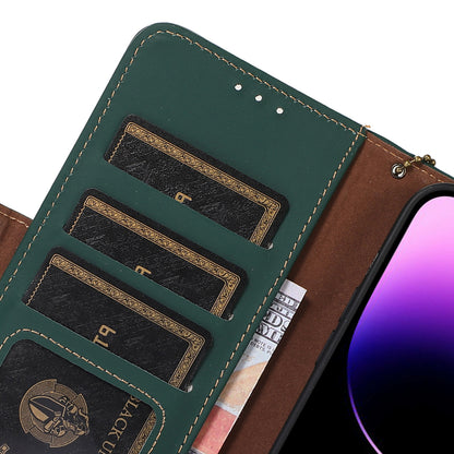 For Huawei Mate 60 RFID Blocking Genuine Cow Leather Case Silky Feeling Phone Stand Wallet Cover