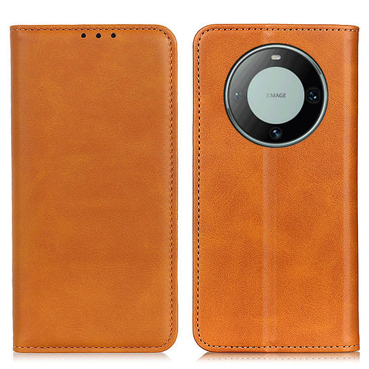For Huawei Mate 60 Phone Case Cowhide Texture Fall Protection Split Leather Wallet Stand Shell