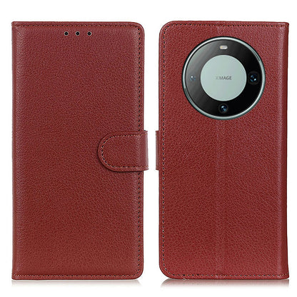 For Huawei Mate 60 PU Leather Case Bump Proof Litchi Texture Wallet Stand Phone Cover