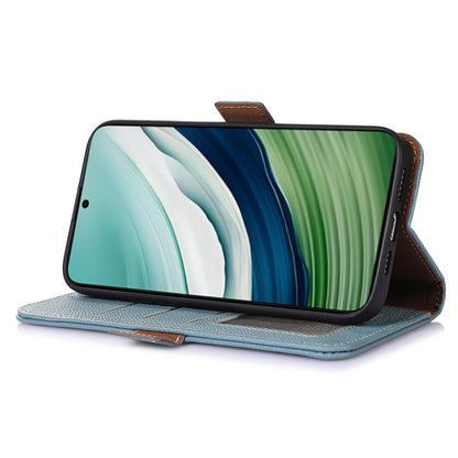 RFID Blocking Shell for Huawei Mate 60 , Litchi Texture Genuine Cow Leather Phone Case Wallet Stand Flip Cover