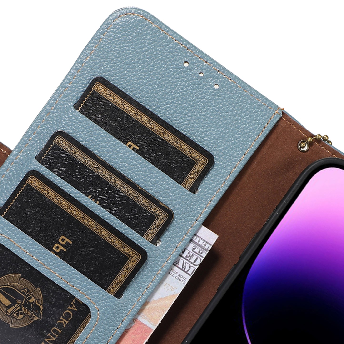 RFID Blocking Shell for Huawei Mate 60 , Litchi Texture Genuine Cow Leather Phone Case Wallet Stand Flip Cover