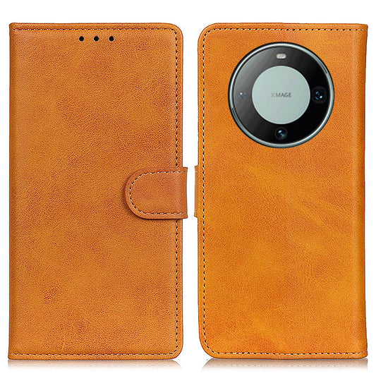 For Huawei Mate 60 Scratch Resistant Leather Phone Case Cowhide Texture Wallet Stand Cover