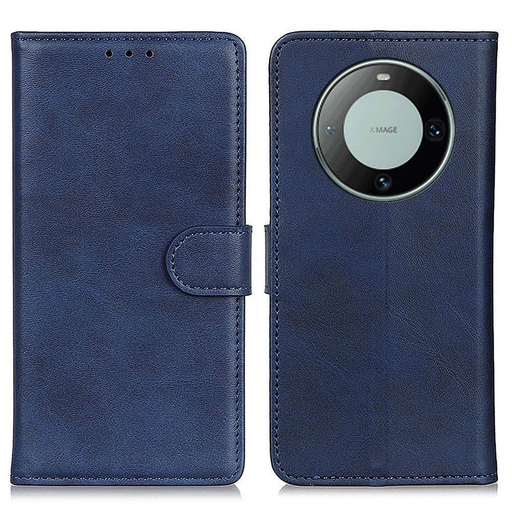 For Huawei Mate 60 Scratch Resistant Leather Phone Case Cowhide Texture Wallet Stand Cover