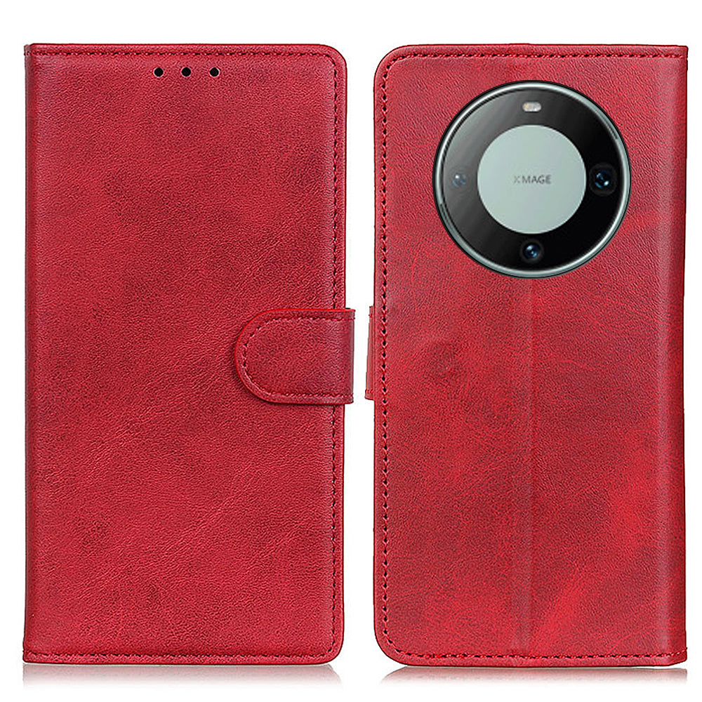 For Huawei Mate 60 Scratch Resistant Leather Phone Case Cowhide Texture Wallet Stand Cover
