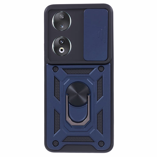 For Honor 90 Anti-Scratch Slide Lens Protection Phone Case PC+TPU Kickstand Phone Cover