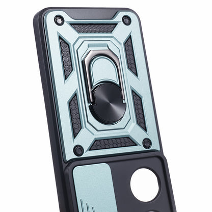 For Honor 90 Anti-Scratch Slide Lens Protection Phone Case PC+TPU Kickstand Phone Cover