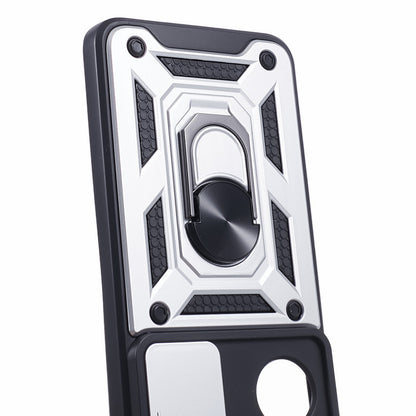 For Honor 90 Anti-Scratch Slide Lens Protection Phone Case PC+TPU Kickstand Phone Cover