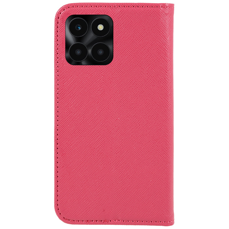 For Honor X6a 4G PU Leather Wallet Drop-proof Stand Case Cross Texture Phone Cover