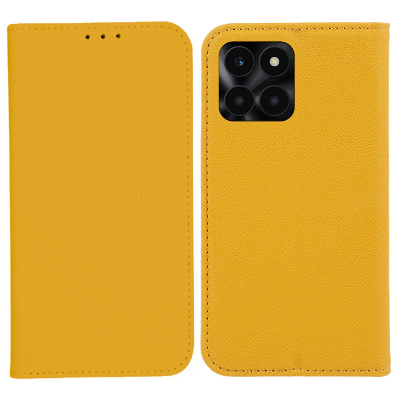 For Honor X6a 4G PU Leather Wallet Drop-proof Stand Case Cross Texture Phone Cover