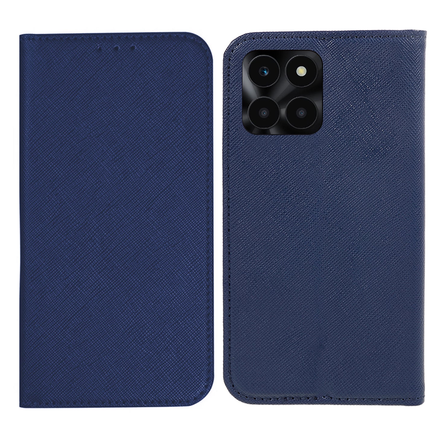 For Honor X6a 4G PU Leather Wallet Drop-proof Stand Case Cross Texture Phone Cover