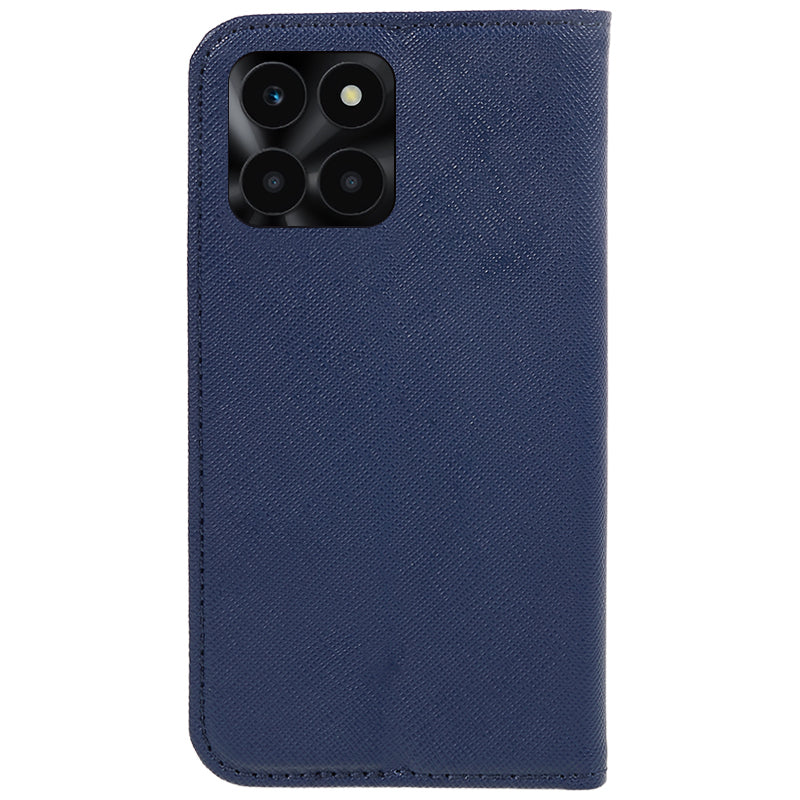 For Honor X6a 4G PU Leather Wallet Drop-proof Stand Case Cross Texture Phone Cover