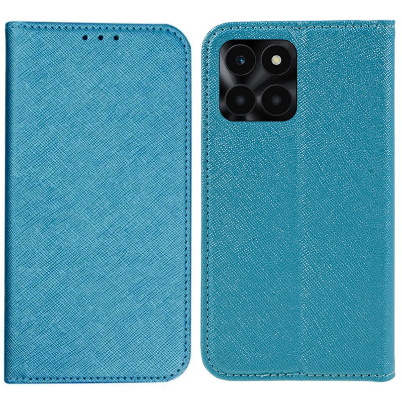 For Honor X6a 4G PU Leather Wallet Drop-proof Stand Case Cross Texture Phone Cover