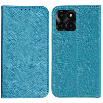 For Honor X6a 4G PU Leather Wallet Drop-proof Stand Case Cross Texture Phone Cover